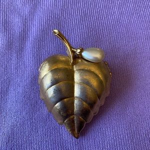 Vintage Avon perfume, locket, brooch, leaf